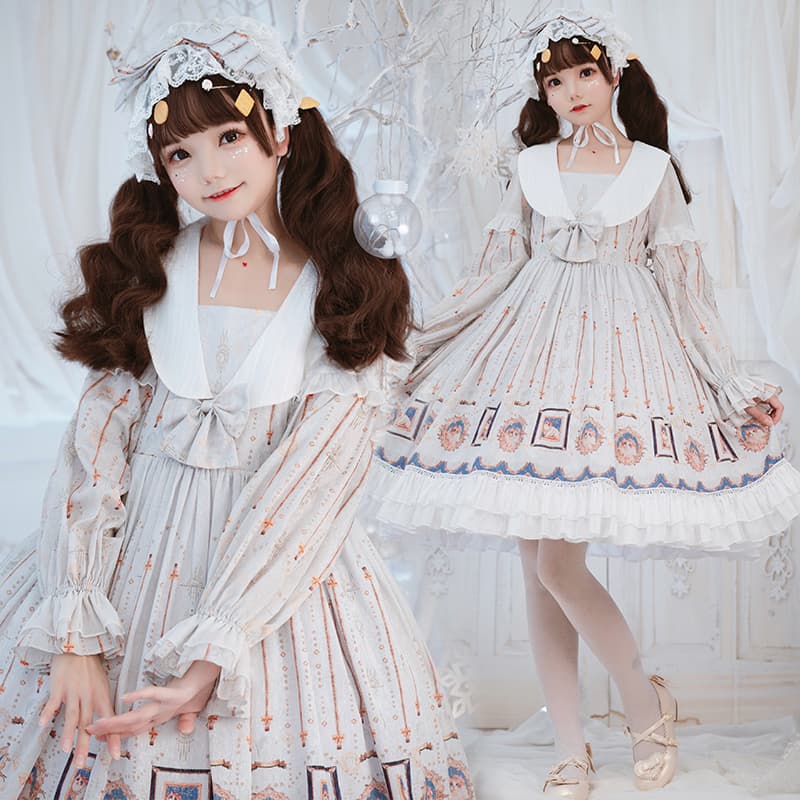 【甘ロリータ】お嬢様風襟付きワンピース