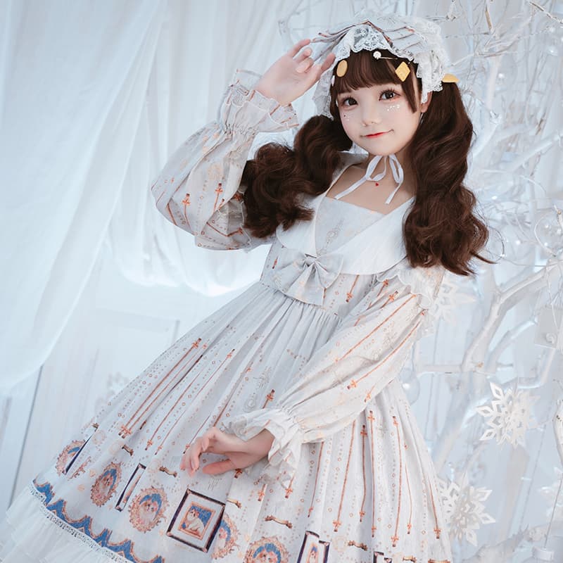 【甘ロリータ】お嬢様風襟付きワンピース