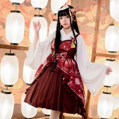 ロリータファッション【和風ロリータ】苺和風ワンピース