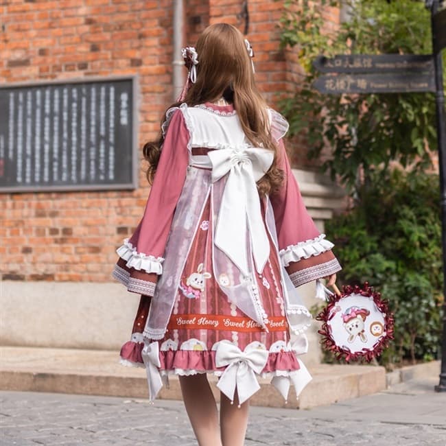 ロリータファッション【和風ロリータ】和装風巫女さんワンピース