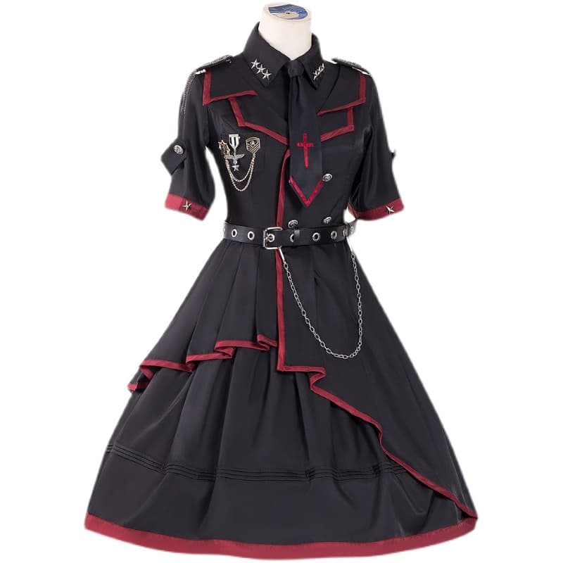 【軍服ロリータ】シンメトリーチェーンワンピース