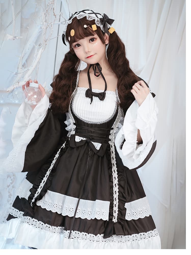 ロリータファッション【ゴスロリ】メイド風ワンピース