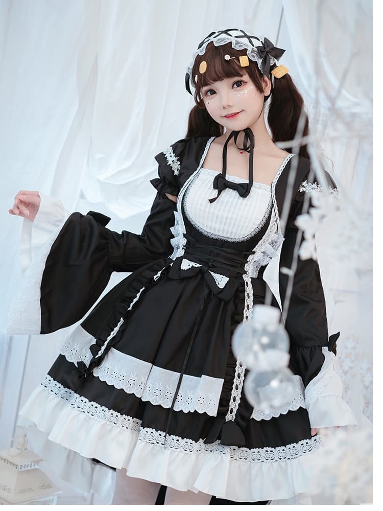 ロリータファッション【ゴスロリ】メイド風ワンピース