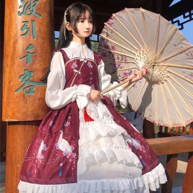 【中華ロリータ】チャイニーズ白鳥ワンピース