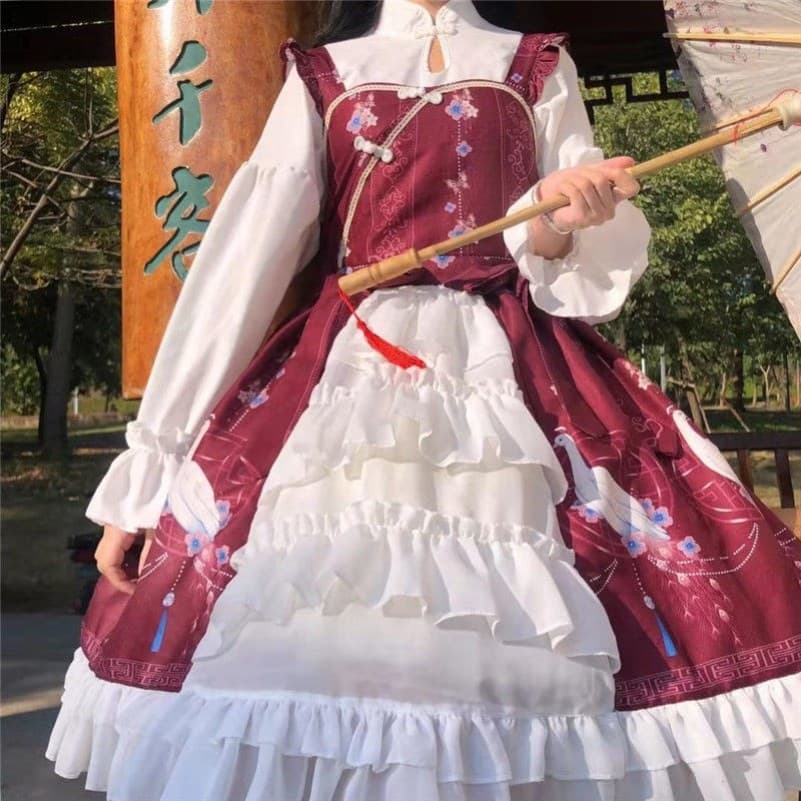【中華ロリータ】チャイニーズ白鳥ワンピース
