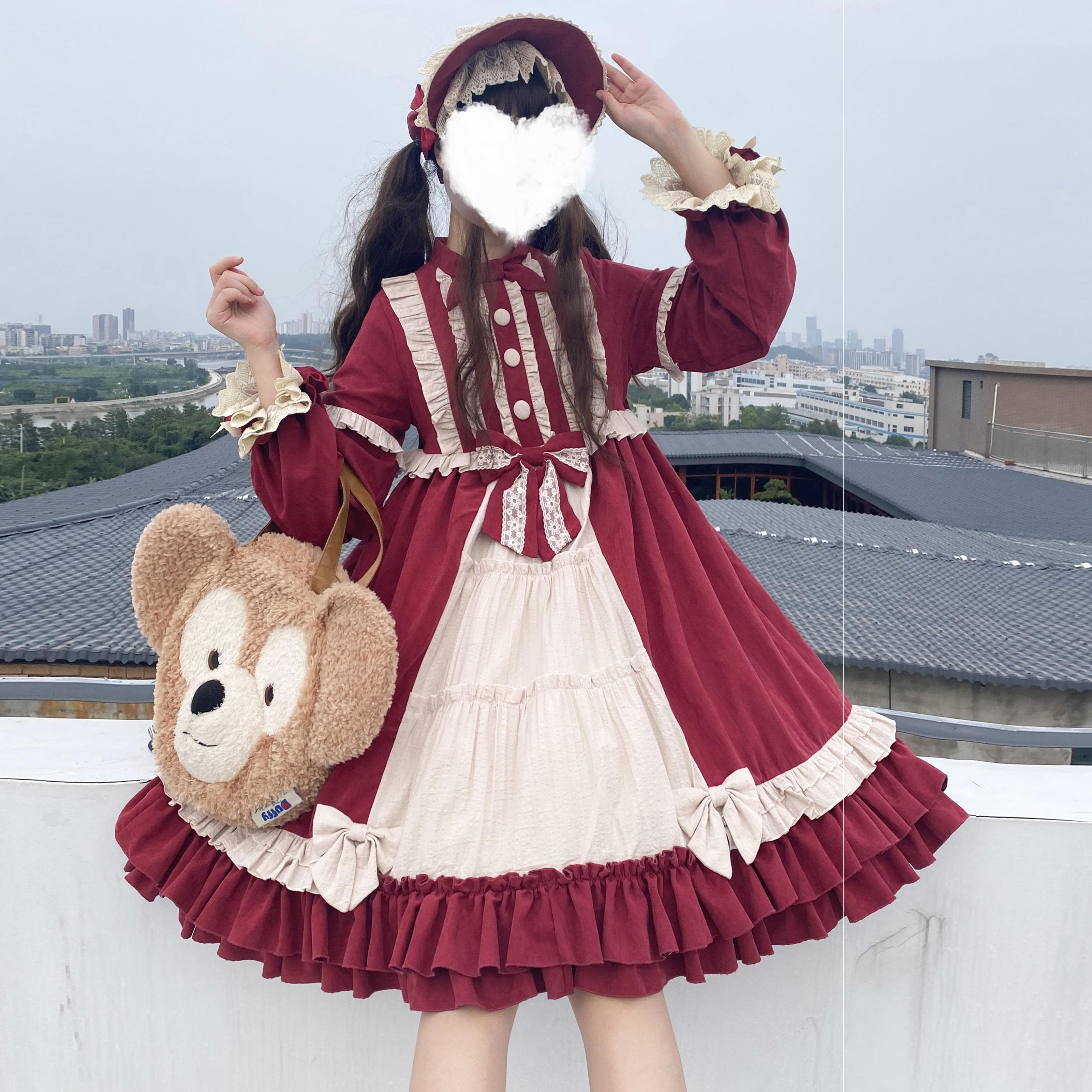 【甘ロリータ】リボンフリルお散歩ワンピース