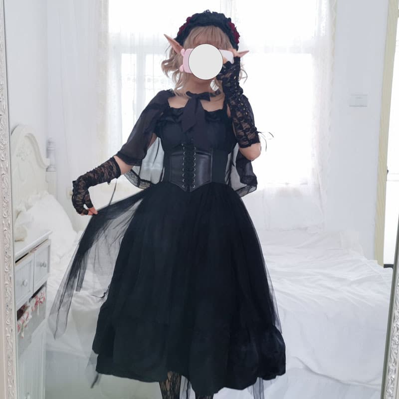 ロリータファッション【ゴスロリ】ハイウエストエレガントワンピース